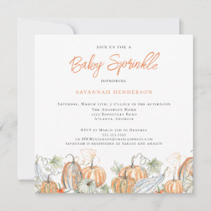 Invitación Caída Baby Shower Bebé Sprinkke Calabaza