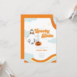 Invitación Caída Baby Shower Retro Ghost Groovy Baby Shower
