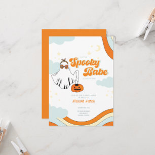 Invitación Caída Baby Shower Retro Ghost Groovy Baby Shower