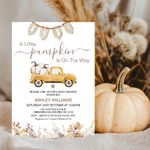 Invitación Caída Beige Brown Pequeña Calabaza Baby Shower