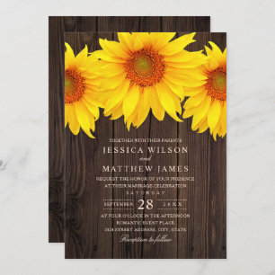 Invitación Caída Boda de girasol Rústico estaño