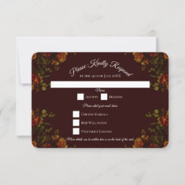 Invitación Caída Boda gótica Naranja ruso Maroon