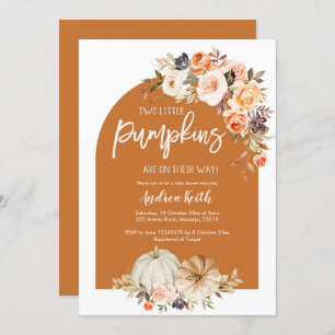 Invitación Caída Boho Arch Calabaza Floral TWINS bebé ducha