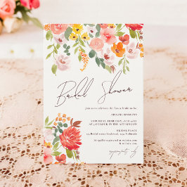 Invitación Caída Boho ducha de novia con flores pintada a man
