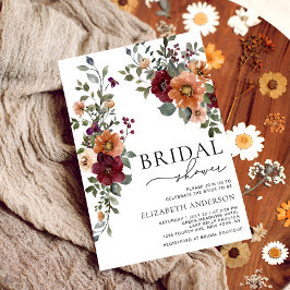 Invitación Caída Borgoña Terracotta Floral Bridal Shower