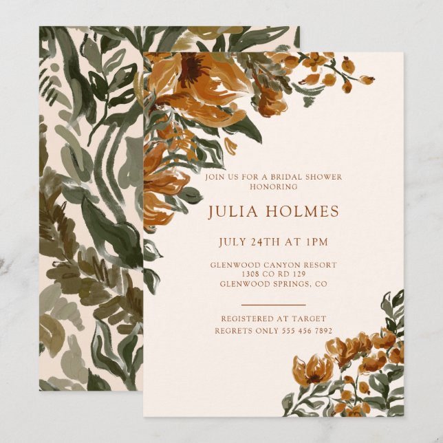 Invitación Caída Botánica Ducha Bridal (Anverso / Reverso)
