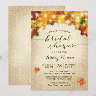Invitación Caída Bridal Shower Burlap Grips Leyes