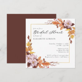 Invitación Caída Bridal Shower Otoño Guión Floral Elegante