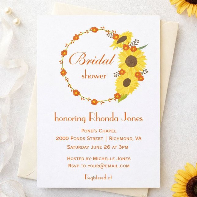 Invitación Caída Bridal Shower Sunflower Tema (Subido por el creador)
