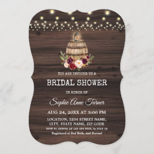 Invitación Caída Burgundy Floral Barrel Bridal Shower