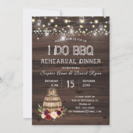 Invitación Caída Burgundy Wine Barrel Ensayo Floral Cena