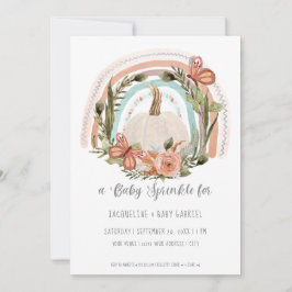 Invitación Caída Calabaza Arcoiris Mostaza Azul Rubor Arte fl