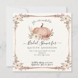 Invitación Caída Calabaza Floral Rosa Ducha de novia Código Q