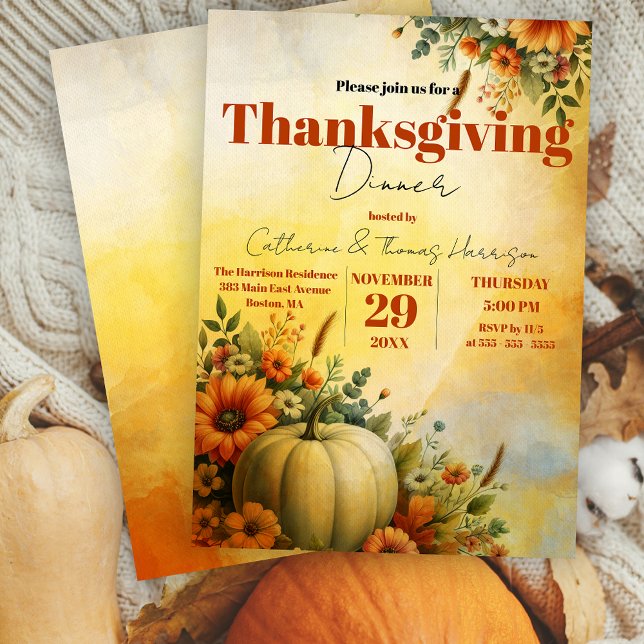 Invitación Caída Cálida Flores de Calabaza Foliage Acción de  (Subido por el creador)