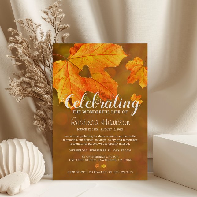 Invitación Caída | Celebración de la vida en el funeral de ot (Subido por el creador)