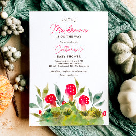Invitación Caída Cute acuarela pequeña champiñón bebé ducha