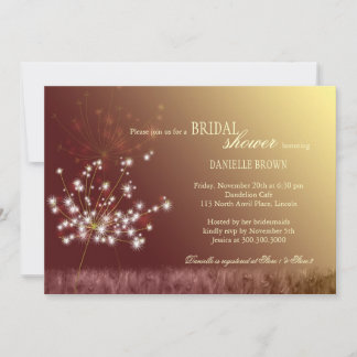 Invitación Caída Dandelions Brown Ombre Bridal Shower
