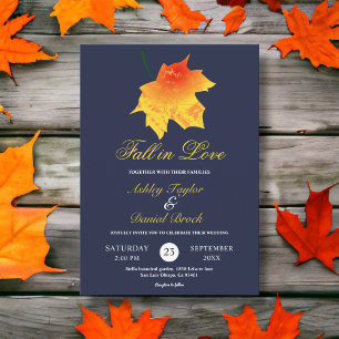 Invitación Caída de acuarela deja Boda floral azul de la mari