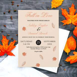Invitación Caída de acuarela deja Boda floral beige otoño