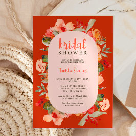 Invitación Caída de Boho caída de terracota escritura floral 
