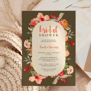 Invitación Caída de Boho caída de terracota escritura floral