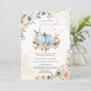 Invitación Caída de calabaza Azul Género Neutral de Baby Show