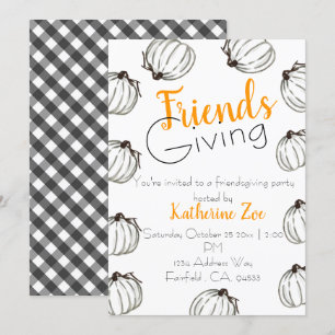 Invitación Caída de calabaza blanca Amistad de Acción de Grac