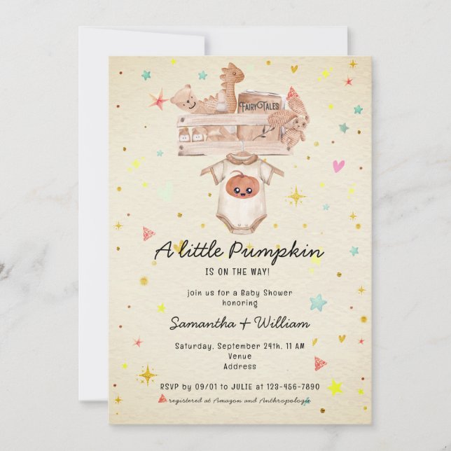 Invitación Caída de calabaza Boho beige de la enfermería Baby (Anverso)
