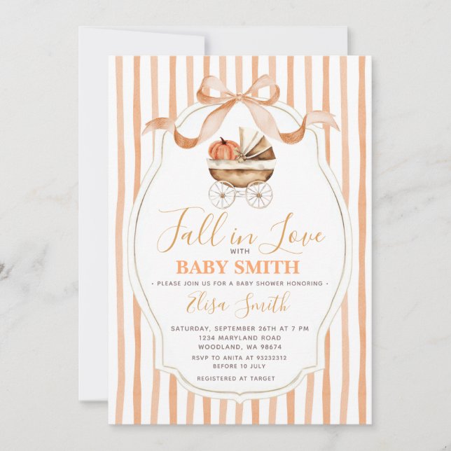 Invitación Caída de calabaza en el amor Baby Shower Neutral d (Anverso)