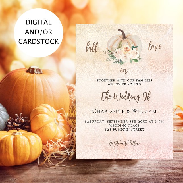 Invitación Caída de calabaza en el boda de crema de amor (Subido por el creador)
