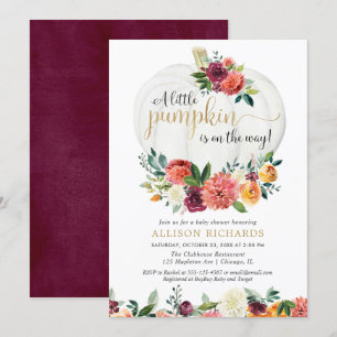 Invitación Caída de calabaza neutra de género en la ducha de 