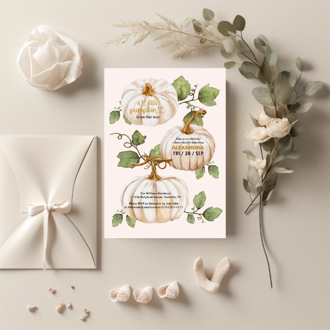 Invitación Caída de calabaza pequeña acuarela florida ducha d (Subido por el creador)