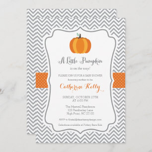 Invitación Caída de calabaza pequeña Baby Shower, Naranja neu