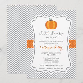 Invitación Caída de calabaza pequeña Baby Shower, Naranja neu