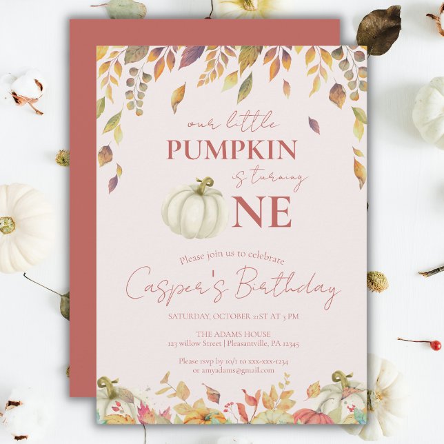 Invitación Caída de calabaza Primer Cumpleaños (Subido por el creador)