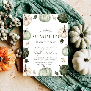 Invitación Caída de calabaza verde Sexo Baby Shower neutral