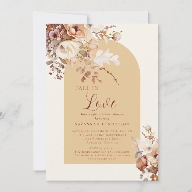 Invitación Caída De Crema En Amor Floral Ducha De Novias (Anverso)