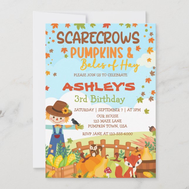 INVITACIÓN CAÍDA DE ESCARECROS DE BOMBA Y BALES DE CUMPLEAÑOS (Anverso)