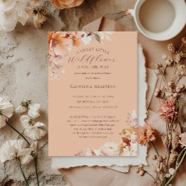 Invitación Caída de Flores de Peach Flor Pequeña Baby Shower