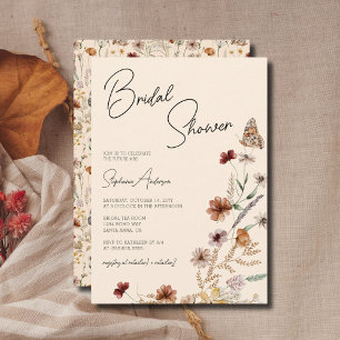 Invitación Caída de Flores Silvestres Boho Bridal Shower