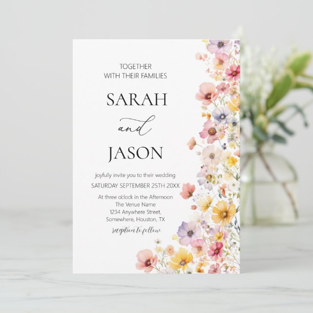 Invitación Caída de flores silvestres de otoño floral elegant (Anverso de pie)