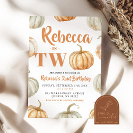 Invitación Caída de la Calabaza Pastel Sexo Neutral Segundo C