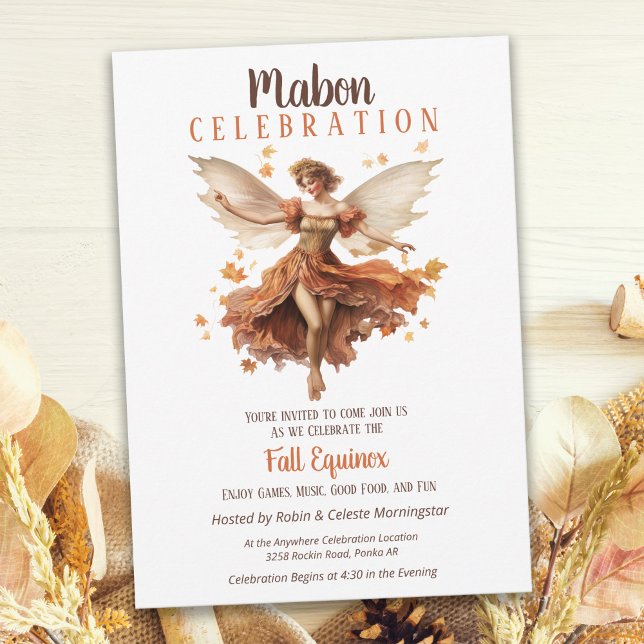 Invitación Caída de la Cosecha de Mabon Hadas Retro Equinox (Subido por el creador)
