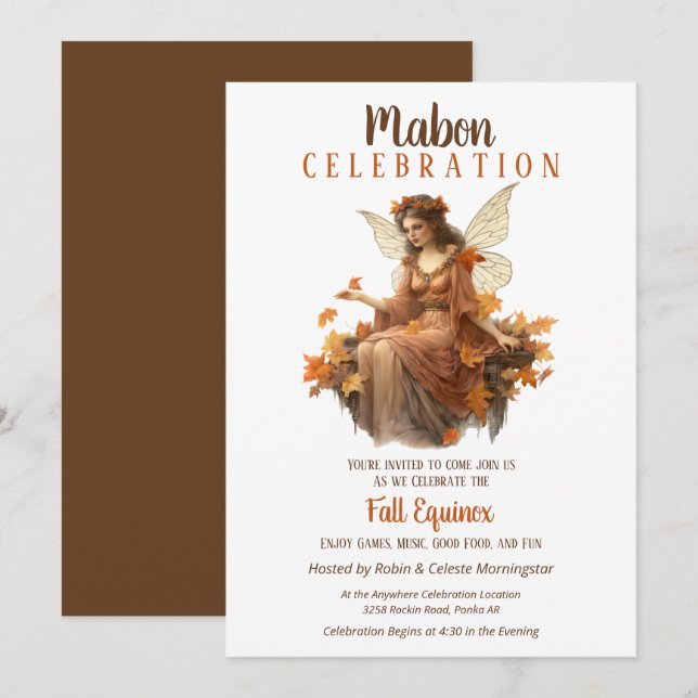 Invitación Caída de la Cosecha de Mabon Hadas Retro Equinox (Anverso / Reverso)