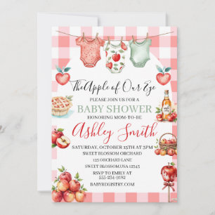 Invitación Caída de la Manzana Roja de mi Baby Shower visual