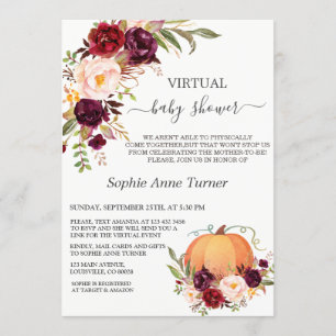 Invitación Caída de las flores de Borgoña Calabaza Baby Showe