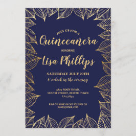 Invitación Caída de oro del partido de cumpleaños Quinceanera