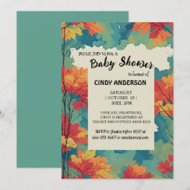 Invitación Caída de otoño acuarela floral ducha de bebé
