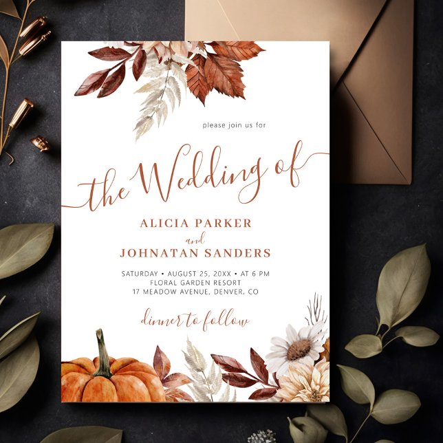 Invitación Caída de otoño boda botánico follaje (Subido por el creador)