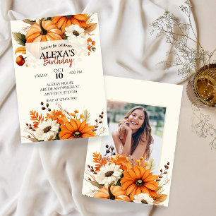 Invitación Caída de otoño florística BIRTHDAY